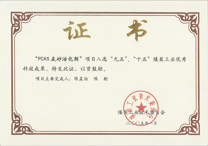 2005年1月PCAS灰砂活化劑獲“九五、十五”科技成果獎.jpg